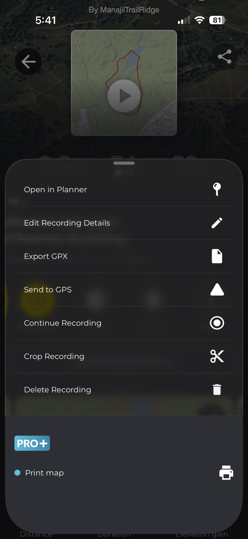 The recording options menu with Continue Recording highlighted