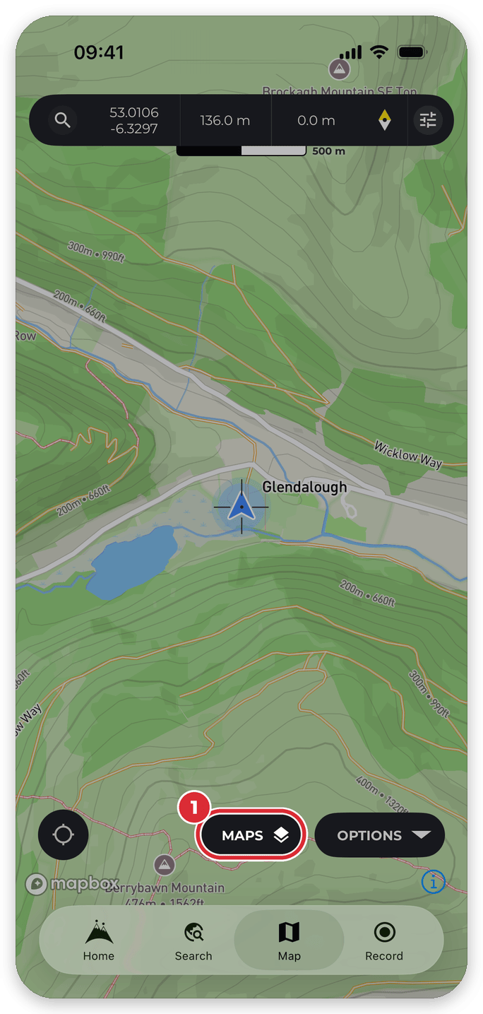 Step 1: the Maps button on the HiiKER map